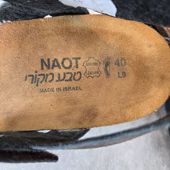 Naot Flat Sandals Sz 9 Metallic Leather Cork Comfort Strappy Bohemian Gladiator - Picture 8 of 10